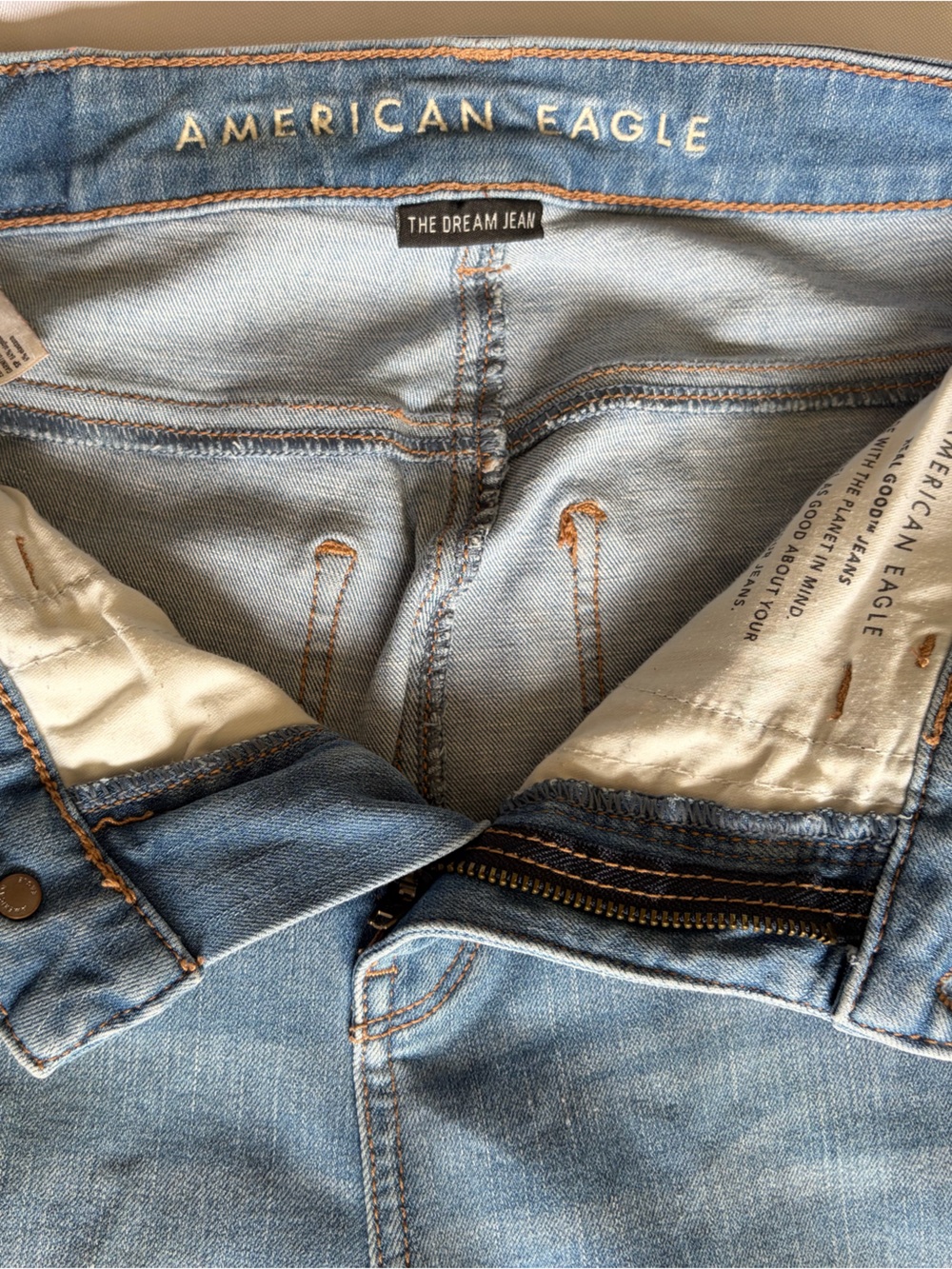 American Eagle Dream Jean High Rise Distressed Skinny Jeggings Light Wash AE 2 R - Picture 6 of 10